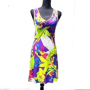 Paz  bodycon floral sleeveless scoop neckline dress